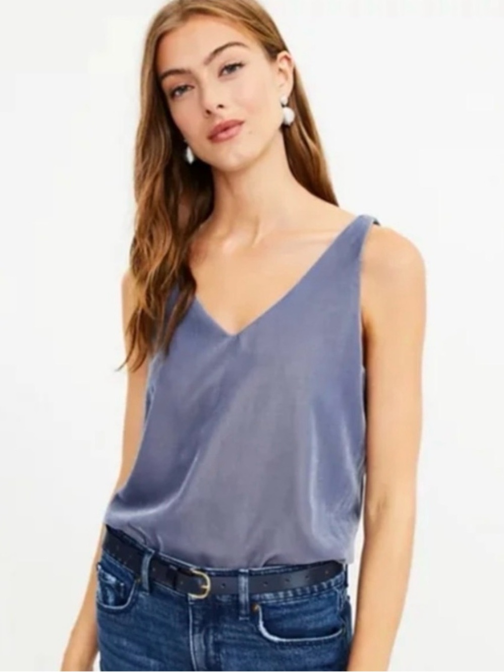 NWT LOFT Velvet V-Neck Cami in Gray